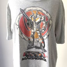 "ITEM DESCRIPTION 1983 Vintage, Extremely Rare, Japanese Robot Anime, Robotech / Macross T-shirt. Single stitch made in USA Brand : Vintage - maybe Harmony Gold Tag Size : L Color : Heather gray MEASUREMENTS Shoulder to shoulder : 20 Bust (armpit to armpit) : 21 Back length : 28 \"a pinhole size stain on teh side, as is condition.\"" Gray Anime, Creepy Faces, Japanese Robot, Gold Tag, Anime Japanese, Rasta Colors, Robotech Macross, T Shirt Photo, 80s Vintage