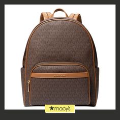 in stock Classic Brown Coated Canvas Backpack, Luxury Michael Kors Leather Backpack For Travel, Michael Kors Brown Standard Backpack, Designer Michael Kors Standard Backpack, Designer Michael Kors Backpack, Luxury Michael Kors Standard Backpack, Luxury Michael Kors Backpack, Large Backpack, Pick Up