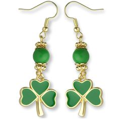 PRICES MAY VARY. 🍀 Shamrock Clover Earrings: This beautifully designed set is unique, simple and dainty. Created to match your festive style and add a fun fashion accent to your look 🍀 Saint Patricks Day Accessories: Dangle earrings with a green 4 leaf clover with heart- shape charm which is an Irish symbol. Features a small green bead to add an extra St Pats flare 🍀 Handmade with quality stainless steel that doesn't cause irritation, great for sensitive ears. Lightweight and easy to wear. Ea Shamrock Earrings, Green Shamrock, Irish Shamrock, St Pats, Clover Earrings, Saint Patricks, Green Jewelry, Lucky Clover, Happy St Patricks Day