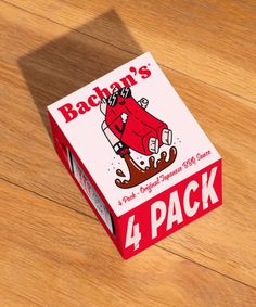 an unopened box with the logo for bachan's 4 pack on it