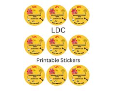 the labels for different types of stickers are shown in yellow and red, with black letters