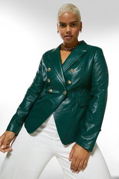 A Beautifully Modern Take On The Classic Blazer, This Sleek Style Comes Cut From Supple, Butter-Soft Leather And Gleams With Glossy Gold Buttons At The Bust And Cuffs. Showcasing A Flattering Double-Breasted Fit, Smart Lapels And Flap Pockets, This Striking Jacket Makes A Truly Style-Savvy Investment That Will Only Get Better With Age. Chic Leather Blazer With Snap Buttons, Elegant Double-breasted Leather Jacket With Buttons, Elegant Fall Leather Jacket With Button Cuffs, Elegant Leather Jacket With Button Cuffs For Fall, Chic Leather Jacket With Buttons For Office, Fitted Double-breasted Leather Jacket With Buttons, Fall Leather Jacket With Double-breasted Button For Office, Elegant Leather Jacket With Snap Buttons, Chic Double-breasted Leather Jacket With Button Closure