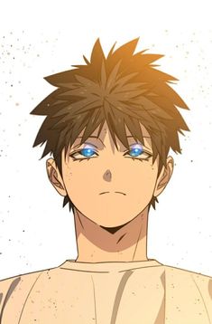 an anime character with black hair and blue eyes