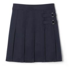 French Toast Navy Pleated Scooters Skirt Skort Sz 8 Brand New With Tags With Built-In Knit Shorts, This Pleat-Front Skort Is An Easy Way To Dress Up. Features A Decorative Tab With Silvertone Buckle And An Adjustable Waist For A Comfortable Fit. School Uniform Skirt With Pockets, High Waist School Uniform Mini Skirt, Preppy School Skirt Bottoms, Blue Mini Skirt With Belt Loops, Fitted Tennis Skirt With Pockets For School, Navy Fitted Skort For School, Preppy Lined Skirt Bottoms For School, Navy Skirt For School In Spring, Short School Uniform Skirt