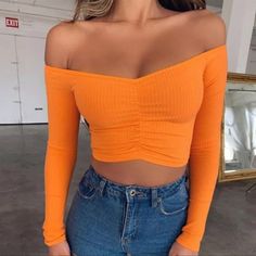 Nwt Boutique Ribbed Fall Orange Long Skeeved Crop Top Small V Neck - Tight Fit Bodycon *About Us: *Update: I Was An Official Speaker At Poshfest 2022 & A An Official Closet Consultant! @Thatbombyogamom Is A 100% Cause Closet - Not A Thrift, But A Boutique With New, Handmade, Branded, Other Boutique Small Business Finds, And Pre-Owned Items. I Am A Posh Ambassador Ii, Selling Since 2014 On Poshmark! (Mentor, Affiliate, Host, Top Rated Seller, Quick Shipping!) New Lists Every Day! On Our Handmade Look Grunge, Club Fashion, Moda Chic, Off Shoulder Crop Top, Ladies Tops, Sleeves Clothing, Tiger Mist, Cropped Tops, Tops Online