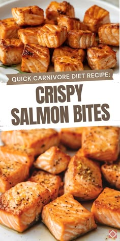 the recipe for crispy salmon bites is shown