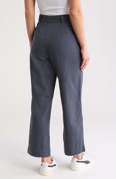 A flat front and straight legs lend work-to-weekend versatility to these staple pants. Zip fly with button closure Front slant pockets 100% cotton Machine wash, tumble dry Imported Staple Pants, Utility Pants, Petite Pants, White Pants, Size 00, Nordstrom Rack, Straight Leg, Wide Leg, Nordstrom