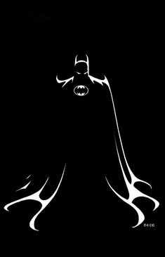 a black and white drawing of batman in the dark