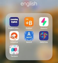 the english app on an iphone screen with icons and other things to do in it