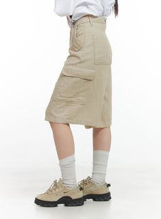 Product Detail Style : Street, Acubi Occasion : Back to school Detail : Cargo, Pockets Print : Solid Material : Cotton Length : Midi Fit : Wide fit Cotton100 Color : Beige, Brown Made in Korea Model Size Model is wearing size S and the color Beige. Height : 5'7" | 171cm / Top : XS / Bottom : S (25 inch) .prddescription table, .prddescription td, .prddescription th { border : 1px solid black; border-collapse : collapse; padding: 10px; } Size(Inch) Size Waist Hip Thigh Rise Hem Total Length S 27.6 Midi Pants, Fashion Cargo Pants, Festival Trends, Korean Street, Low Rise Jeans, Cargo Jeans, Korean Street Fashion, Lace Mini Dress, Beige Brown