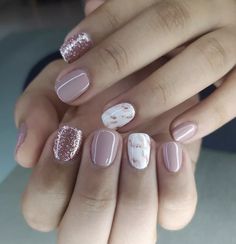 Nails Short Pink, White Marble Nails, Hello Nails, Fancy Nails Designs, Gelish Nails, Beige Nails, Simple Gel Nails, Marble Nails