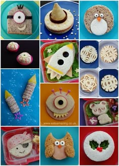 many different pictures of food made to look like animals