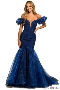 Sherri Hill 55422 - Mydressline Sherri Hill Prom Dresses Long, Bejeweled Dress, Miss Priss, Dress Shops, Sherri Hill Prom, Organza Skirt, Sherri Hill Prom Dresses, Blue Jade, Prom Dress Stores