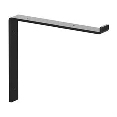 a black metal shelf bracket on a white background