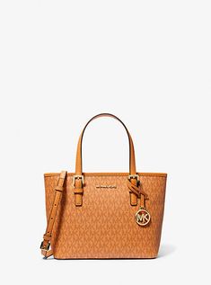 Mercer Extra-Small Logo and Leather Crossbody Bag | Michael Kors Tan Coated Canvas Bag With Zipper Closure, Tan Coated Canvas Bag With Zipper, Trendy Michael Kors Bag With Zipper Closure, Michael Kors Bag With Zipper Pocket For Everyday, Michael Kors Canvas Travel Bags, Michael Kors Tan Travel Bag, Michael Kors Crossbody Bag, Travel Tote Bag, Vogue Patterns