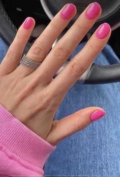 Natural Nails Manicure, Pink Gel Nails, Bright Nails, Soft Nails, Pink Nail