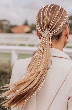 Hair Chains, Haircut Styles, Bridal Hairstyles, Pearl Hair, Hair Dos, Ponytail Hairstyles, Hair Colors, Wedding Hair, Hair Jewelry