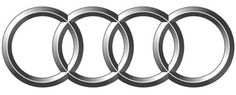 an audi logo with four rings on it's front and rear end, all in silver