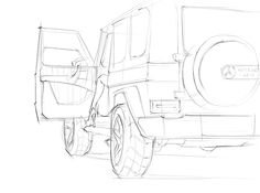 a drawing of a mercedes benz truck