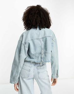 Coats & Jackets by Mango Jacket upgrade: check Spread collar Button placket Chest pockets Distressed hem Regular fit White Denim Jacket, Blue Denim Jacket, Denim Coat Jacket, Denim Jackets, White Denim, Blue Fashion, Must Haves, Denim Jacket, Mango