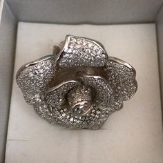 Size 7.5 Beautiful Flower Ring From Ambrosia Paris Never Before Worn Luxury Flower Jewelry For Evening, Luxury Flower-shaped Jewelry For Evening, Luxury Flower-shaped Evening Jewelry, Elegant Rose Flower Shaped Ring, Luxury Silver Flower Ring, Elegant Silver Flower Shaped Ring, Elegant Silver Diamond Flower Ring, Luxury Flower-shaped Ring For Formal Occasions, Luxury Flower Ring For Formal Occasions