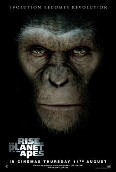 a poster for rise of the planet gorilla with an angry look on his face and chest