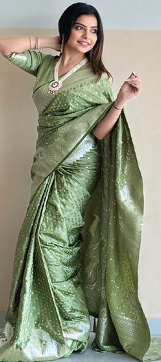 Green color Saree in Banarasi Silk fabric with Weaving, Zari work Green Self Design Blouse Piece For Wedding, Green Brocade Saree With Resham Embroidery, Green Art Silk Blouse Piece For Wedding, Green Blouse Piece With Zari Weaving For Wedding, Pista Green Blouse Piece For Wedding And Festivals, Pista Green Wedding Blouse Piece For Festivals, Pista Green Zari Weaving Traditional Wear For Wedding, Pista Green Traditional Wear With Zari Weaving For Wedding, Pista Green Blouse Piece With Pallu For Wedding