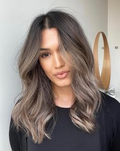 Ash Mushroom Blonde Balayage, Mushroom Brown With Blonde Highlights, Cool Brunette Hair Color Ash Brown, Light Mushroom Brown Hair Color, Mushroom Blonde Hair Balayage, Mushroom Bronde Hair Color, Mushroom Brown Highlights, Dark Mushroom Brown Hair Color