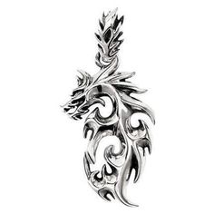 "FLAMING DRAGON SOLID 925 STERLING SILVER PENDANT ~BRAND NEW Sitting flat against jumpers, tops and leathers alike, our Flaming Dragon Pendant symbolises a masculine and rugged aesthetic. A piece for the man with exceptional style and one who craves the feeling of strength and power in his look, this pendant is sure not to disappoint. It has been made from solid sterling silver and crafted by the hands of our Master Craftsmen. The jagged body of a symbolic dragon stands engulfed by flames and on Flaming Dragon, Be Wise, Long Pearl Necklaces, Sterling Silver Mens Rings, Dragon Jewelry, Pearl Jewelry Necklace, Silver Dragon, Gold Jewelry Necklace, Dragon Pendant