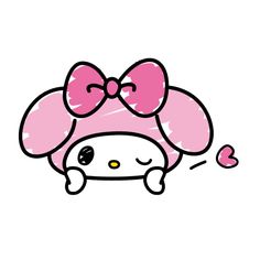 an image of a hello kitty with a pink bow on it's head and eyes