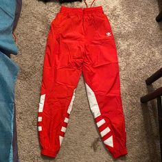 Windbreak Type Of Pants. Part Of A Jumpsuit Set. Brand New. Barely Worn Jumpsuit Pants, Red Jumpsuit, Red Adidas, Type Of Pants, Pants Color, Pant Jumpsuit, Pants For Women, Jumpsuit, Womens Sizes