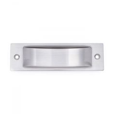 a stainless steel door handle on a white background