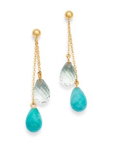 Bloomingdale's Briolette Amonzonite & Prasiolite Drop Earrings in 14K Yellow Gold - 100% Exclusive Exclusive Earrings, Briolette Earrings, Ear Art, Multicolor Jewelry, Vintage Sapphire, Beads Jewellery, Jewellery Inspiration, Semi Precious Jewelry, Earring Ideas