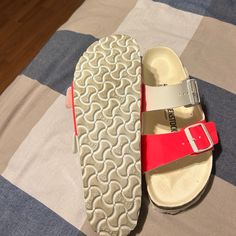 I Have Worn These About A Maybe 5 Time Trendy White Sandals With Rubber Sole, Casual White Sandals With Buckle Closure, Trendy White Sandals With Leather Footbed, Birkenstock Pink, Birkenstock Shoes, Shoes Women, Women's Shoes Sandals, Birkenstock, New Color