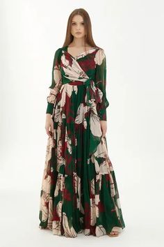 Shop for KoAi Multi Color Chiffon Floral Pattern Maxi Dress for Women Online at Aza Fashions White Tiered Dress, Maxi Dress Collection, Girls Maxi Dresses, Designer Maxi Dress, Maxi Dress For Women, Maxi Dress Pattern, Chiffon Floral, Embroidered Maxi Dress, Maxi Dress Online