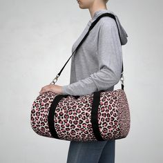 Pink Leopard Weekender Duffle Bag For Women- Duffle Bag Women- Overnight Bag- Cute Duffle Bag - Gift for Traveler, Habensen Gallery Introducing our sleek and functional Duffle Bag! If you need a versatile and stylish bag for your travels or gym sessions, this is the one that will catch your attention. Make a fierce fashion statement with our Pink Leopard Duffle Bag! This eye-catching bag features a trendy pink leopard print that is sure to turn heads wherever you go. The spacious interior is per Leopard Print Bag, Overnight Travel Bag, Large Travel Bag, Weekend Travel Bags, Mobile Storage, Travel Bags For Women, Sewing Tags, Duffel Bags, Travel Duffel