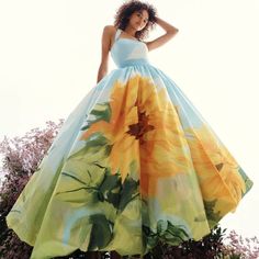 Gown Aesthetic, Leo Lin, Cotton Gowns, Spring Styles, Halter Gown, Floral Gown, Classy Dress Outfits, Fancy Dresses Party, Fashion Painting