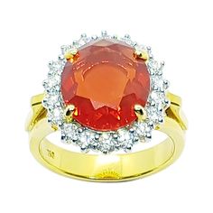 Fire Opal 2.92 carats with Diamond 0.62 carat Ring set in 18 Karat Gold Settings Width: 1.4 cm Length: 1.6 cm Ring Size: 51 Total Weight: 8.45 grams "We first opened doors in 1980 when it was then situated in the vicinity of the Victory Monument; a small and modest storefront with a couple of counters. From its humble beginnings to where it stands today, our company has proven its abilities as a jeweler. Since the beginning, we have been supplying fine quality pieces to dealers, wholesalers and customers worldwide. From then till now, our business still interrelates its name with quality products and excellent service, where commitment and sincerity toward customers will always be its motto." Opal Diamond Ring, Orange Jewelry, Fire Ring, Engagement Ring Box, Diamond Gift, Diamond Ring Settings, 18k Gold Ring, Ruby Jewelry, Emerald Jewelry