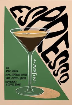 an image of a martini poster with the name espresso written in black on it