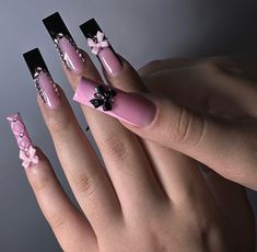 Black Bow Nails, Acrylic Nails With Bows, Nails With Bows, Historical Tattoos, Book Cakes, Long Nail Designs