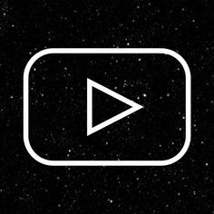 a white play button on a black background with stars in the night sky behind it