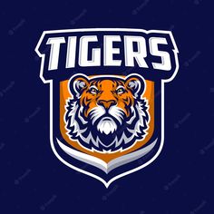 the tigers logo on a blue background