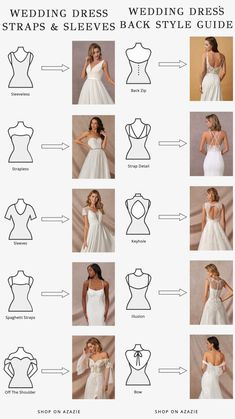 wedding dresses with different styles and sizes are shown in this guide for the bride to be