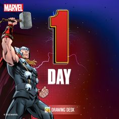 an image of the number one day with thor and his hammer in front of him