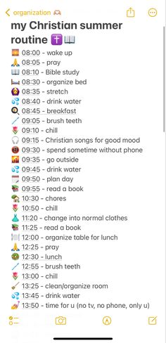 an image of a phone screen with the text'my christian summer routine '