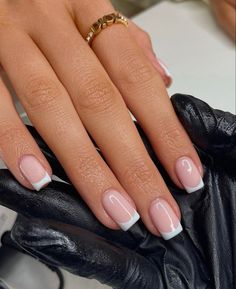 French Tip Gel Nails, Gel Nails French, Blue French Tips, Squoval Nails, French Manicure Nails, Work Nails, Basic Nails, French Tip Acrylic Nails, French Acrylic Nails