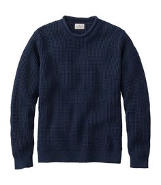 Men's L.L.Bean Organic Cotton Rollneck Crew Sweater | Sweaters at L.L.Bean Blue Stockings, Rollneck Sweater, Outfit Pieces, Gifts 2022, Cotton Sweaters, Waffle Sweater, Hoodie Collection, Waffle Stitch, Workout Clothing