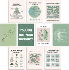 a bunch of cards with different types of plants and words on them that say you are not your thoughts