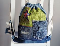 a denim bag with a star on it