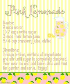 the recipe for pink lemonade